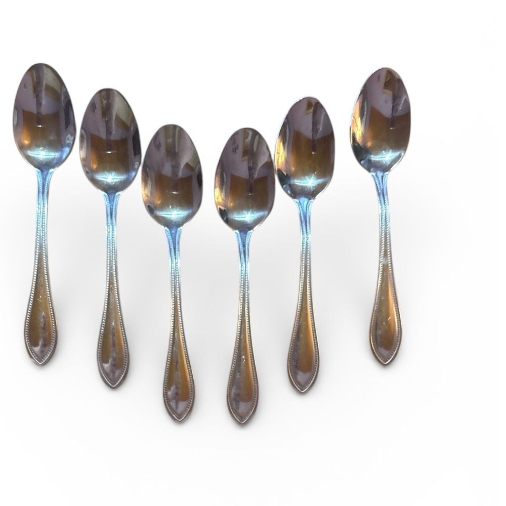 Wallace American Tradition Tablespoons Glossy Stainless Beaded Edge 7” Set Of 6